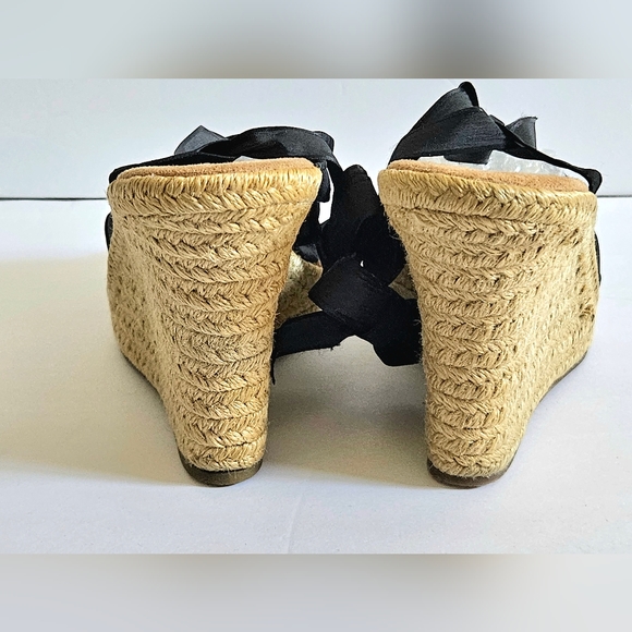 Womens Xhilaration Wrap Around Ankle Black Espadrilles Wedges Shoes Heels Size 8 - Picture 6 of 11
